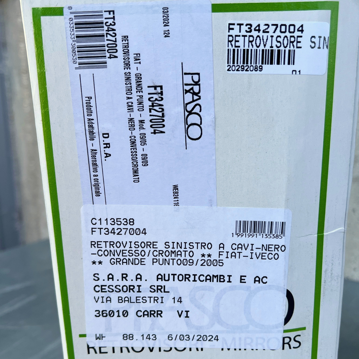 FT3427004 PRASCO SPECCHIO RETROVISORE SX FIAT GRANDE PUNTO (07-12) - immagine 6